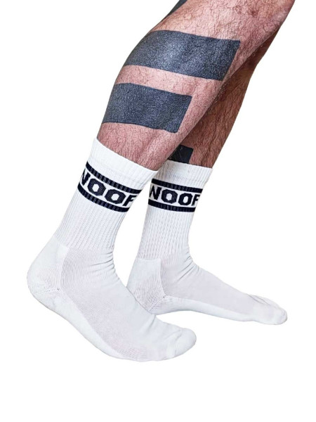 Mister B Crew Socks WOOF White