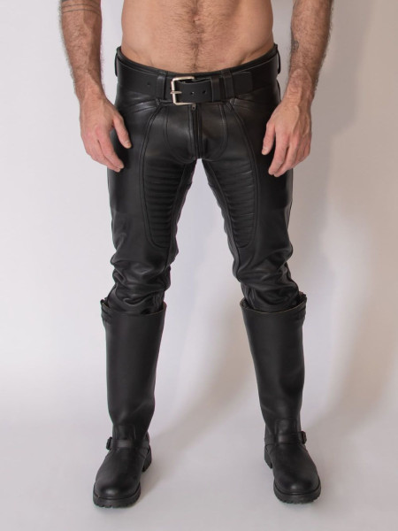 Mister B Leather Thruster Jeans - All Black