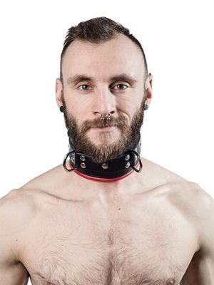 Mister B Leather Slave Collar Red Padding