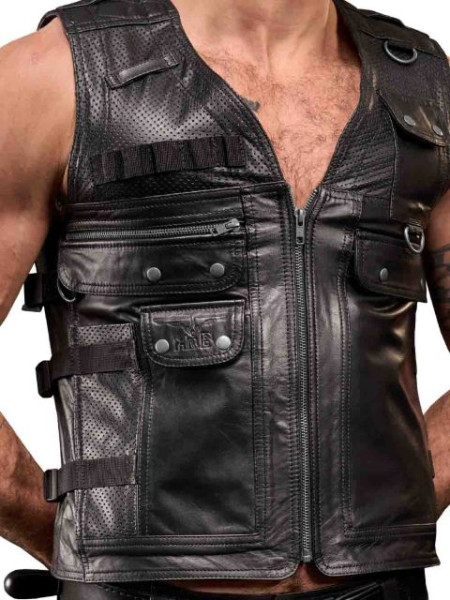 Mister B Leather Utility Vest Gold