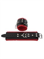 Mister B Leather Wrist Restraints Black Red Padding