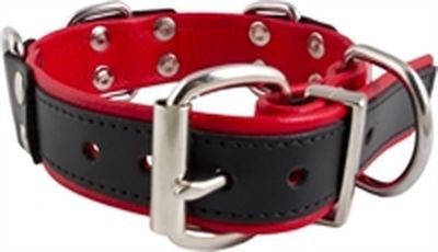 Mister B Leather Slave Collar 4 D-Rings Red