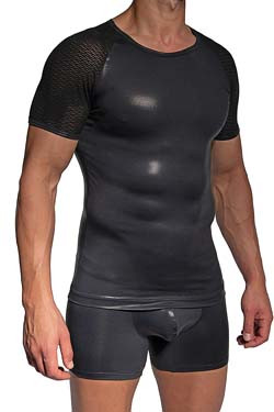 MANSTORE M2483 Casual Tee Wet Look - Black