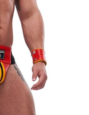Mister B Leather Circuit Wrist Wallet Zip - Red Yellow