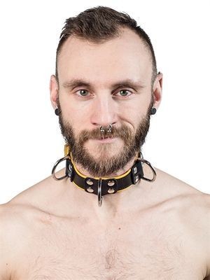 Mister B Leather Slave Collar 4 D-Rings Yellow