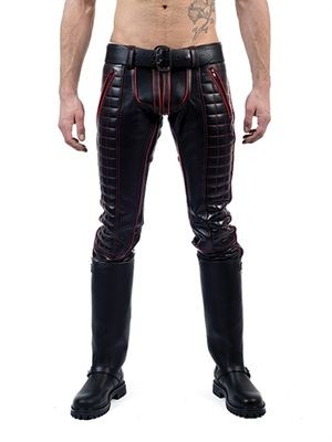 Mister B Leather Indicator Jeans Red Stitching-Piping