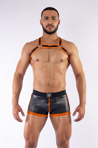 Mister B Neoprene X Back Harness Black Orange