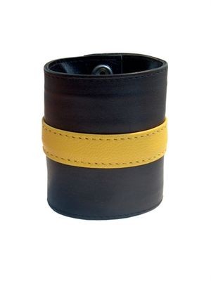 Mister B Leather Wrist Wallet Zip Yellow Stripe